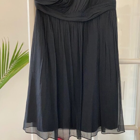 J. Crew Kylie Black 100% Silk Chiffon One Shoulder Mini Dress Size 6 - Picture 6 of 11